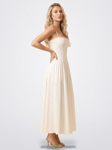 The Florence Floral Corset Maxi Dress in Pearl White | Amari Sydney