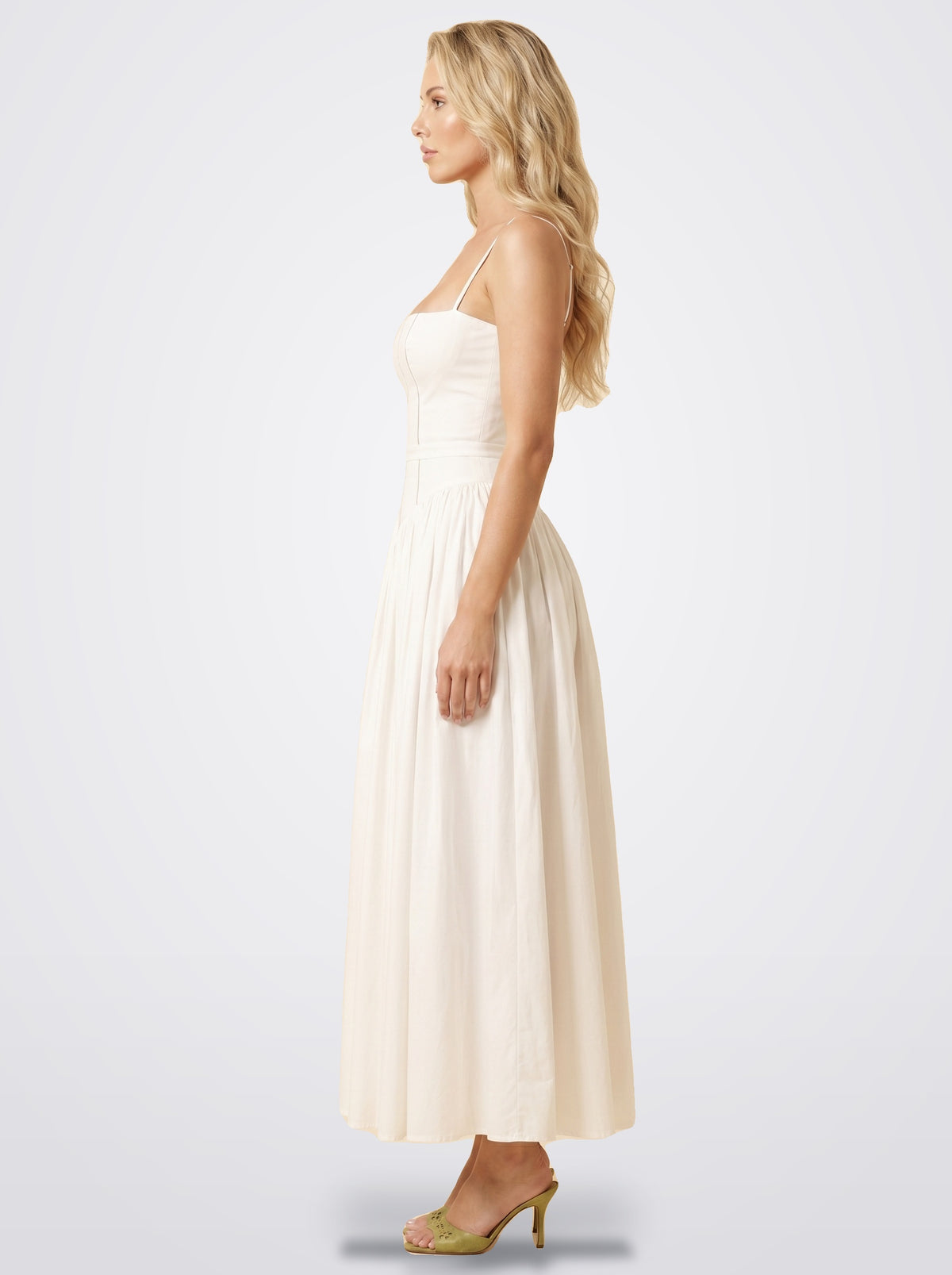 The Florence Floral Corset Maxi Dress in Pearl White | Amari Sydney