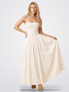 The Florence Floral Corset Maxi Dress in Pearl White | Amari Sydney