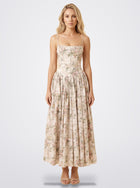 The Florence Floral Corset Maxi Dress in Golden Floral | Amari Sydney