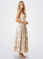 The Florence Floral Corset Maxi Dress in Golden Floral | Amari Sydney