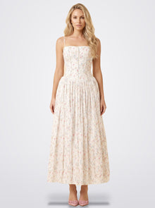 The Florence Floral Corset Maxi Dress in Whisper Floral | Amari Sydney