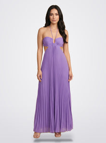 The Sienna Pleated Maxi Dress in Lavender Aura - Front View | Amari Sydney