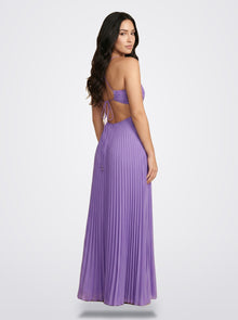 The Sienna Pleated Maxi Dress in Lavender Aura - Side View | Amari Sydney