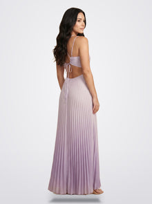 The Sienna Pleated Maxi Dress in Lilac - Back View | Amari Sydney