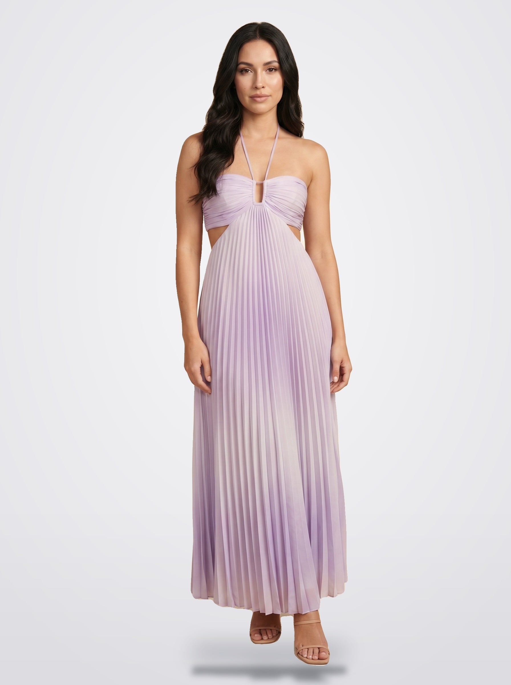The Sienna Pleated Maxi Dress in Lilac - Front View | Amari Sydney