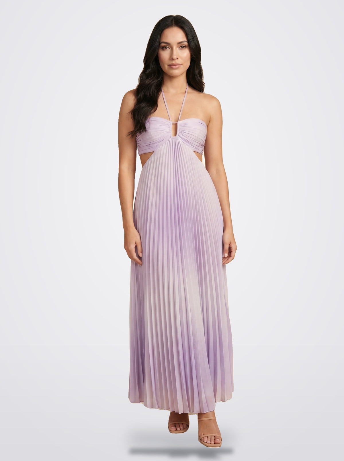 The Sienna Pleated Maxi Dress in Lilac - Front View | Amari Sydney
