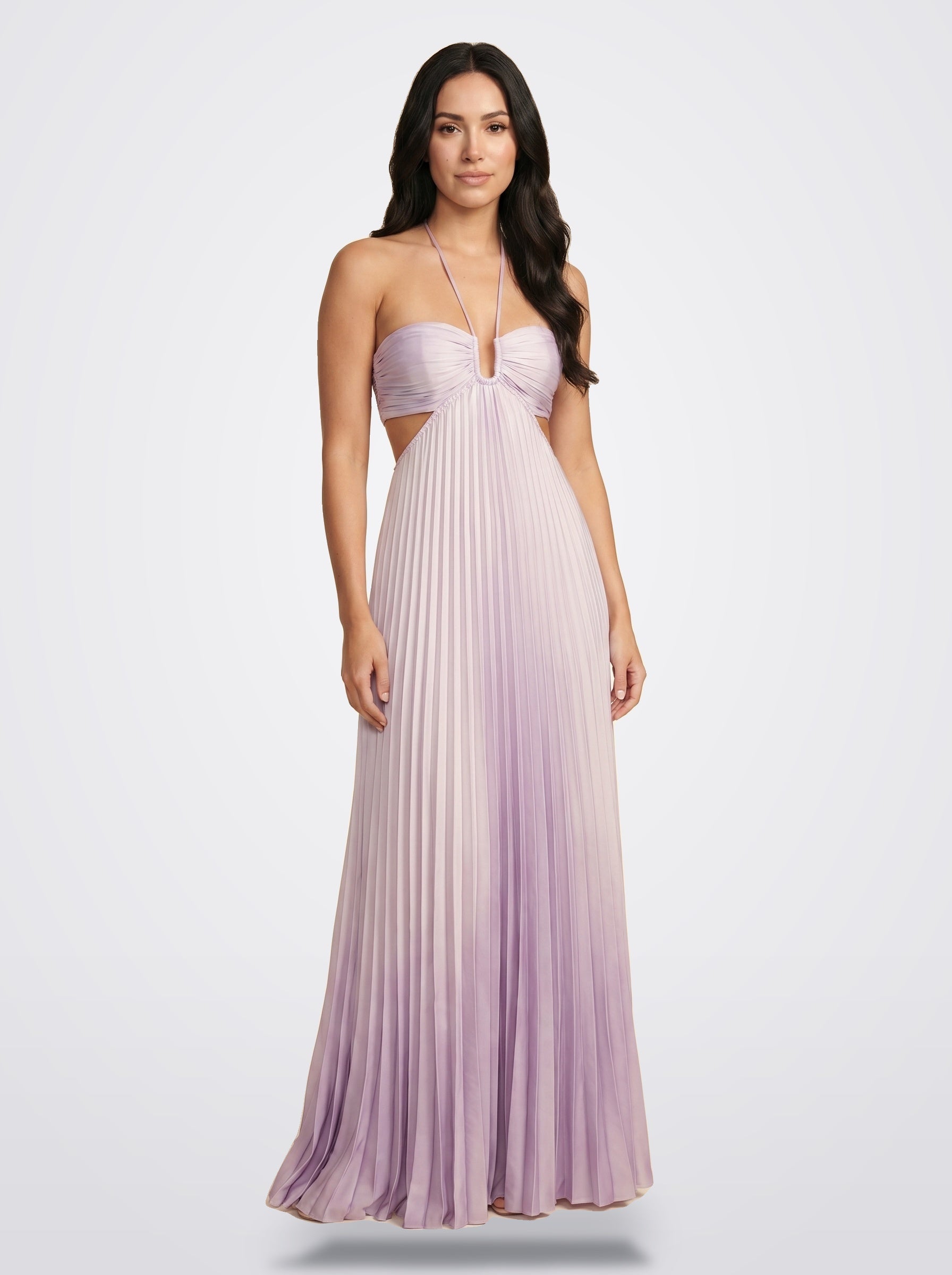 The Sienna Pleated Maxi Dress in Lilac - Side View | Amari Sydney