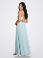 The Sienna Pleated Maxi Dress in Sky Mist - Back View | Amari Sydney