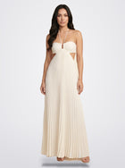 The Sienna Pleated Maxi Dress in White / Ivory - Front View | Amari Sydney