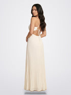 The Sienna Pleated Maxi Dress in White / Ivory - Side View | Amari Sydney