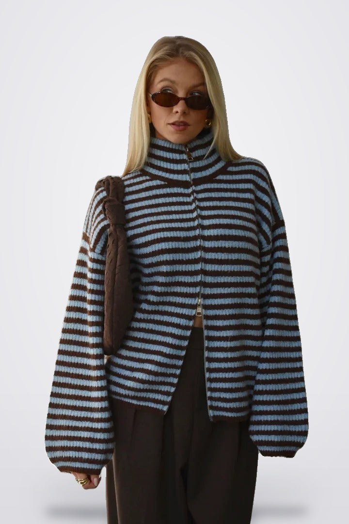 Women's Striped Fleece Pullover | Amari Sydney