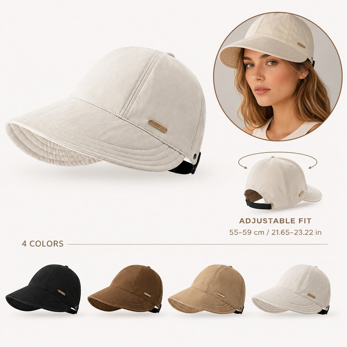 Women Wide Brim UV Sun Visor Hat - 4 Colors Overview Amari Sydney